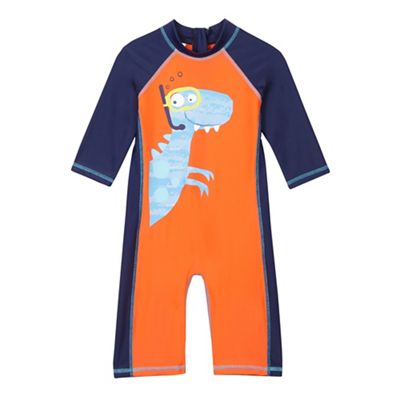 bluezoo Boys' orange dinosaur print rasher suit